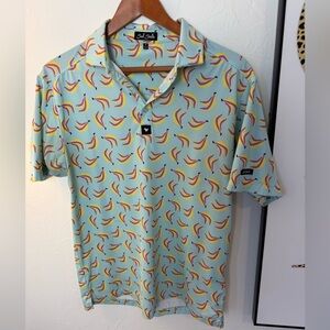 Bad Birdie Chimpin’ Ain’t Easy Men's Banana Print Golf Polo